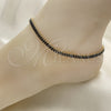 Oro Laminado Fancy Anklet, Gold Filled Style Baguette Design, with Black Cubic Zirconia, Polished, Golden Finish, 03.130.0008.2.10 (05 MM Thickness, 10 Inches Length)