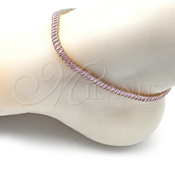 Gold Filled Anklet — Fancy Anklet Baguette Design with Pink Cubic Zirconia — alternate product view — SKU 151202 | Oro Laminado tobillera — elegante Anklet Baguette diseño with Pink Cubic Zirconia — SKU 151202