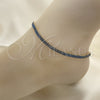 Oro Laminado Fancy Anklet, Gold Filled Style Baguette Design, with Sapphire Blue Cubic Zirconia, Polished, Golden Finish, 03.130.0008.8.10 (05 MM Thickness, 10 Inches Length)