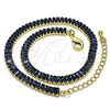 Oro Laminado Fancy Anklet, Gold Filled Style Baguette Design, with Sapphire Blue Cubic Zirconia, Polished, Golden Finish, 03.130.0008.8.10 (05 MM Thickness, 10 Inches Length)