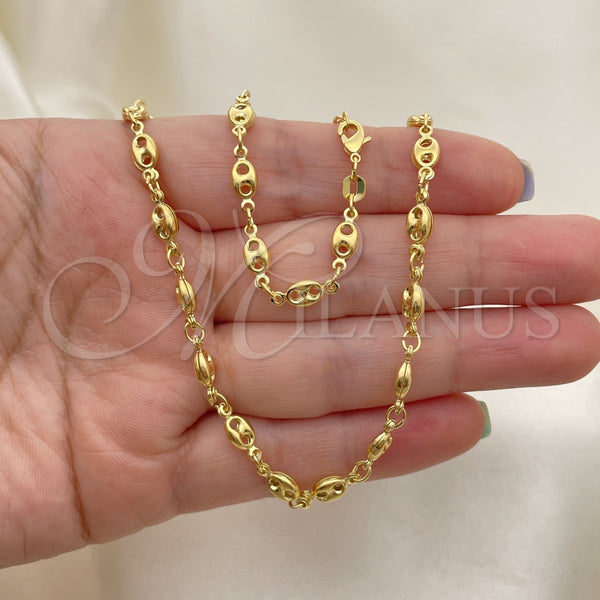Gold Filled Necklace — Basic Necklace Puff Mariner Design Polished 04.09. 04 — alternate product view — SKU 151207 | Oro Laminado collar — básico Necklace Puff Mariner diseño pulido 04.09. 04 — SKU 151207