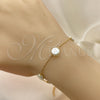 Oro Laminado Fancy Bracelet, Gold Filled Style Box Design, with Ivory Pearl, White Polished, Golden Finish, 03.02.0087.07 (01 MM Thickness, 7 Inches Length)