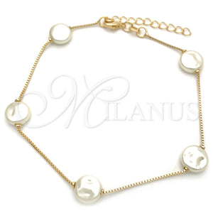 Gold Filled Bracelet — Fancy Bracelet Box Design with Ivory Pearl White — main product view — SKU 151209 | Oro Laminado brazalete — elegante Bracelet Box diseño with Ivory Pearl blanco — SKU 151209