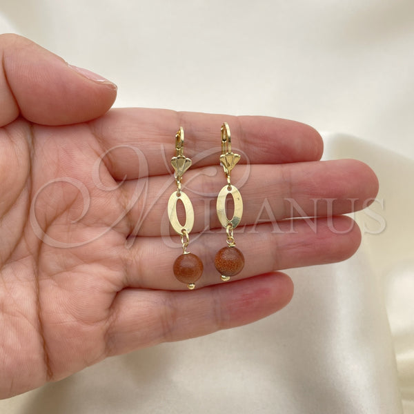 Gold Filled Ring — Dangle Earring Ball Design with Brown Goldstone Venturina — alternate product view — SKU 151210 | Oro Laminado anillo — Dangle Earring Ball diseño with Brown Goldstone Venturina — SKU 151210