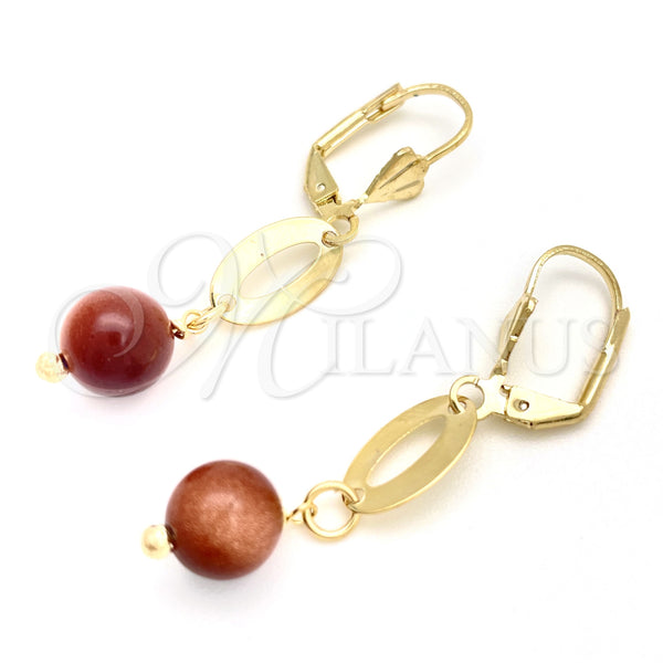 Gold Filled Ring — Dangle Earring Ball Design with Brown Goldstone Venturina — main product view — SKU 151210 | Oro Laminado anillo — Dangle Earring Ball diseño with Brown Goldstone Venturina — SKU 151210
