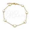 Oro Laminado Basic Anklet, Gold Filled Style Box Design, with Ivory Pearl, White Polished, Golden Finish, 03.02.0087.10 (01 MM Thickness, 10 Inches Length)
