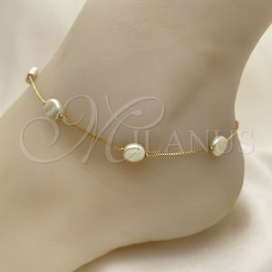 Gold Filled Anklet — Basic Anklet Box Design with Ivory Pearl White — main product view — SKU 151211 | Oro Laminado tobillera — básico Anklet Box diseño with Ivory Pearl blanco — SKU 151211