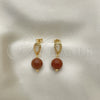 Oro Laminado Dangle Earring, Gold Filled Style Ball Design, with Brown Goldstone Venturina, Polished, Golden Finish, 02.02.0498