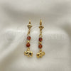 Oro Laminado Dangle Earring, Gold Filled Style Elephant and Ball Design, with Brown Goldstone Venturina, Polished, Golden Finish, 02.02.0499
