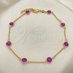 Gold Filled Anklet — Basic Anklet Paperclip Design with Amethyst Crystal Polished — main product view — SKU 151217 | Oro Laminado tobillera — básico Anklet Paperclip diseño with Amethyst cristal pulido — SKU 151217