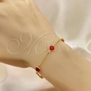 Gold Filled Bracelet — Basic Bracelet Paperclip Design with Ruby Crystal Polished — main product view — SKU 151218 | Oro Laminado brazalete — básico Bracelet Paperclip diseño with Ruby cristal pulido — SKU 151218