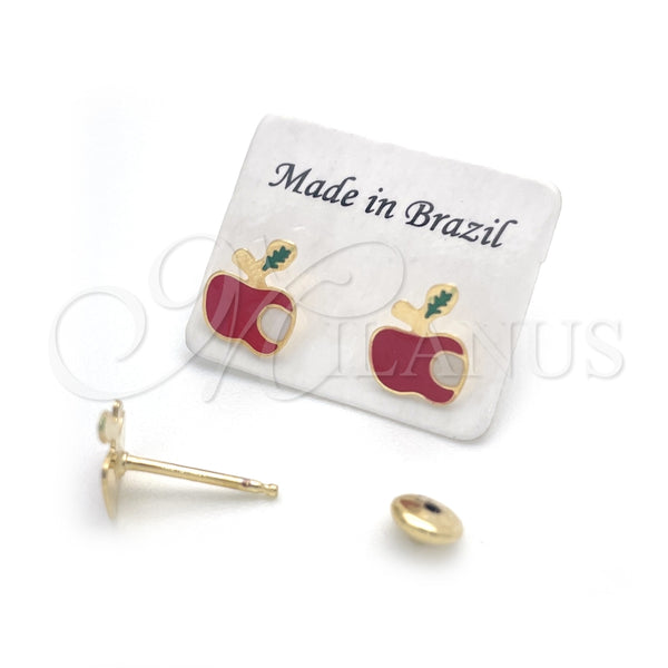 Gold Filled Ring — Stud Earring Apple Design Red Enamel 02.02. — main product view — SKU 151223 | Oro Laminado anillo — Stud Earring Apple diseño Red Enamel 02.02. — SKU 151223
