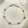 Oro Laminado Basic Anklet, Gold Filled Style Paperclip Design, with Green Crystal, Polished, Golden Finish, 03.02.0090.10 (01 MM Thickness, 10 Inches Length)