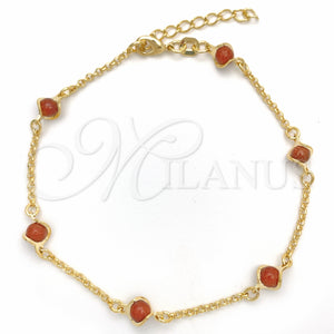 Gold Filled Bracelet — Basic Bracelet Paperclip Design with Brown Goldstone Venturina — main product view — SKU 151225 | Oro Laminado brazalete — básico Bracelet Paperclip diseño with Brown Goldstone Venturina — SKU 151225
