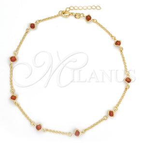 Gold Filled Anklet — Basic Anklet Paperclip Design with Brown Goldstone Venturina — main product view — SKU 151227 | Oro Laminado tobillera — básico Anklet Paperclip diseño with Brown Goldstone Venturina — SKU 151227