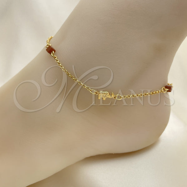 Gold Filled Anklet — Basic Anklet Elephant and Rolo Design with Brown — alternate product view — SKU 151230 | Oro Laminado tobillera — básico Anklet Elephant and Rolo diseño with Brown — SKU 151230