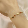 Oro Laminado Basic Bracelet, Gold Filled Style Curb and Elephant Design, with Brown Goldstone Venturina, Polished, Golden Finish, 03.02.0094.07 (01 MM Thickness, 7 Inches Length)