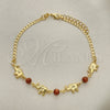 Oro Laminado Basic Bracelet, Gold Filled Style Curb and Elephant Design, with Brown Goldstone Venturina, Polished, Golden Finish, 03.02.0094.07 (01 MM Thickness, 7 Inches Length)