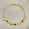 Oro Laminado Basic Bracelet, Gold Filled Style Curb and Elephant Design, with Brown Goldstone Venturina, Polished, Golden Finish, 03.02.0094.07 (01 MM Thickness, 7 Inches Length)