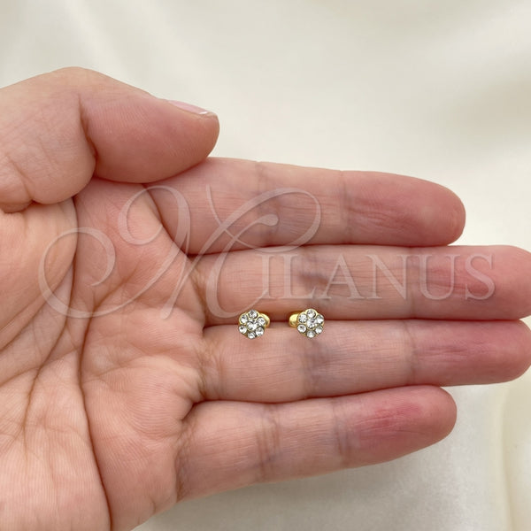 Gold Filled Ring — Stud Earring Flower Design with White Crystal White — alternate product view — SKU 151237 | Oro Laminado anillo — Stud Earring flor diseño with cristal blanco blanco — SKU 151237
