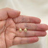 Oro Laminado Stud Earring, Gold Filled Style Ladybug Design, with White Crystal, Multicolor Polished, Golden Finish, 02.02.0509