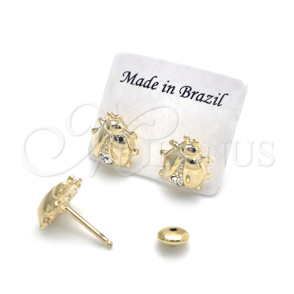 Gold Filled Ring — Stud Earring Ladybug Design with White Crystal Multicolor — alternate product view — SKU 151244 | Oro Laminado anillo — Stud Earring Ladybug diseño with cristal blanco Multicolor — SKU 151244
