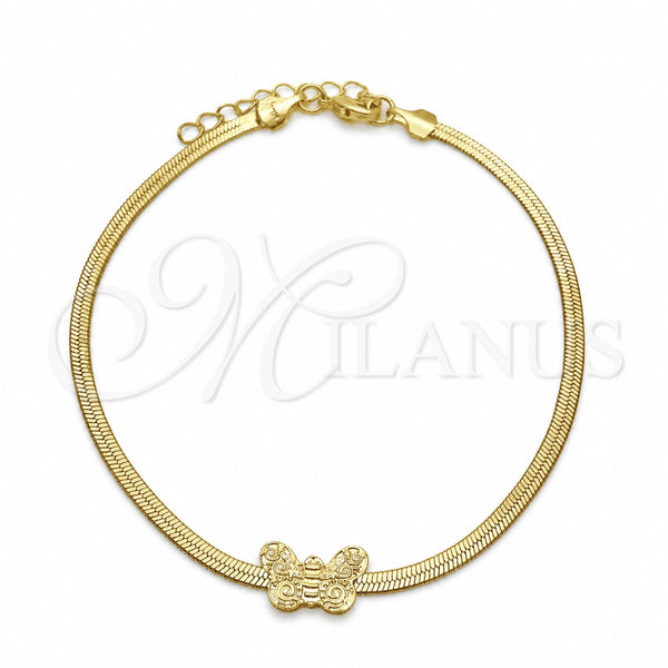 Gold Filled Ring — Basic Bracelet Herringbone and Butterfly Design Polished 03.02. — main product view — SKU 151248 | Oro Laminado anillo — básico Bracelet Herringbone and Butterfly diseño pulido 03.02. — SKU 151248