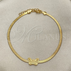 Gold Filled Ring — Basic Bracelet Herringbone and Butterfly Design Polished 03.02. — main product view — SKU 151248 | Oro Laminado anillo — básico Bracelet Herringbone and Butterfly diseño pulido 03.02. — SKU 151248