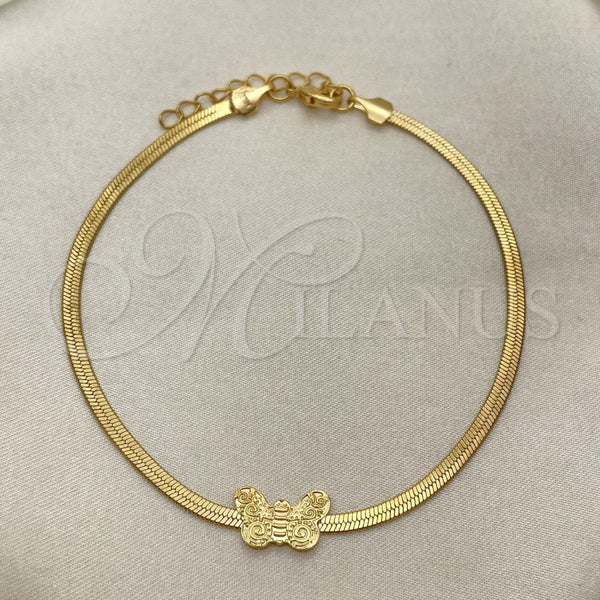 Gold Filled Ring — Basic Bracelet Herringbone and Butterfly Design Polished 03.02. — main product view — SKU 151248 | Oro Laminado anillo — básico Bracelet Herringbone and Butterfly diseño pulido 03.02. — SKU 151248