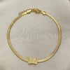 Oro Laminado Basic Bracelet, Gold Filled Style Herringbone and Butterfly Design, Polished, Golden Finish, 03.02.0098.07 (02 MM Thickness, 7 Inches Length)