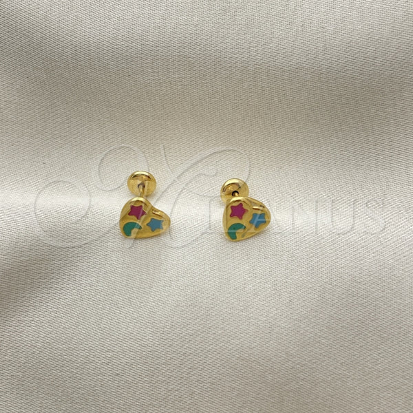 Gold Filled Ring — Stud Earring Heart Design Multicolor Enamel 02.02. — alternate product view — SKU 151250 | Oro Laminado anillo — Stud Earring corazón diseño Multicolor Enamel 02.02. — SKU 151250