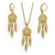 Oro Laminado Earring and Pendant Adult Set, Gold Filled Style Flower Design, Polished, Golden Finish, 10.02.0009