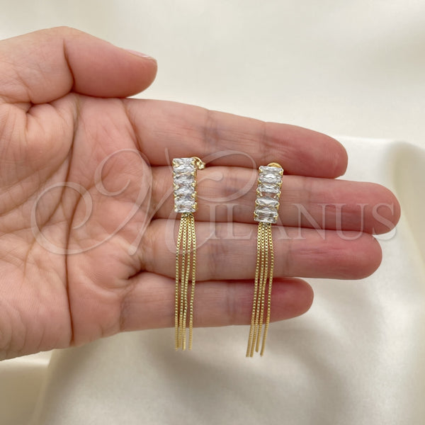 Gold Filled Ring — Long Earring Baguette Design with White Cubic Zirconia — alternate product view — SKU 151256 | Oro Laminado anillo — Long Earring Baguette diseño with blanco Cubic Zirconia — SKU 151256