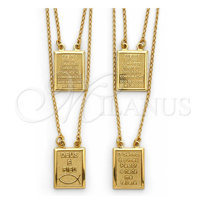 Oro Laminado Pendant Necklace, Gold Filled Style Holy Spirit Design, Polished, Golden Finish, 04.02.0016 (01 MM Thickness, 16 Inches Length)