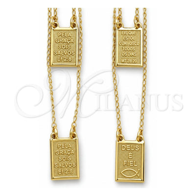 Oro Laminado Pendant Necklace, Gold Filled Style Holy Spirit Design, Polished, Golden Finish, 04.02.0019 (01 MM Thickness, 16 Inches Length)