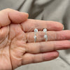 Sterling Silver Dangle Earring, Leaf Design, with White Cubic Zirconia, Polished, Silver Finish, 02.401.0071