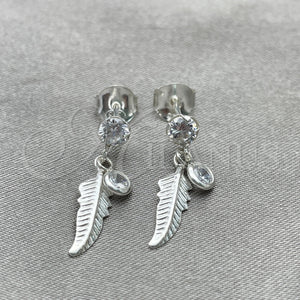 Sterling Silver Ring — Dangle Earring Leaf Design with White Cubic Zirconia — main product view — SKU 151273 | Plata 925 anillo — Dangle Earring Leaf diseño with blanco Cubic Zirconia — SKU 151273