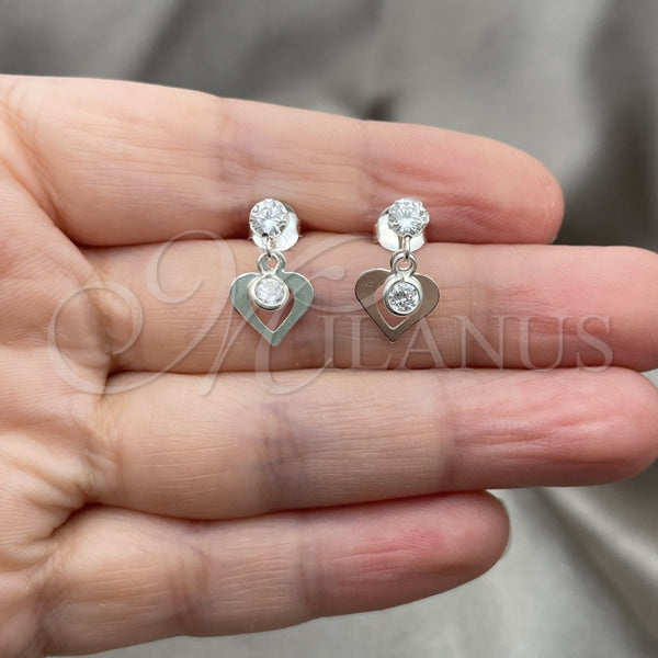 Sterling Silver Ring — Dangle Earring Heart Design with White Cubic Zirconia — alternate product view — SKU 151274 | Plata 925 anillo — Dangle Earring corazón diseño with blanco Cubic Zirconia — SKU 151274