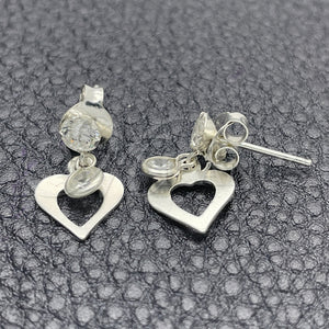 Sterling Silver Ring — Dangle Earring Heart Design with White Cubic Zirconia — main product view — SKU 151274 | Plata 925 anillo — Dangle Earring corazón diseño with blanco Cubic Zirconia — SKU 151274