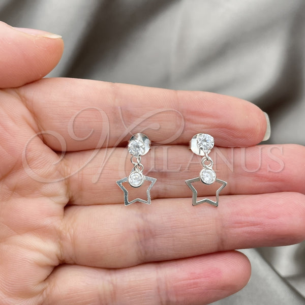 Sterling Silver Ring — Dangle Earring Star Design with White Cubic Zirconia — alternate product view — SKU 151275 | Plata 925 anillo — Dangle Earring estrella diseño with blanco Cubic Zirconia — SKU 151275