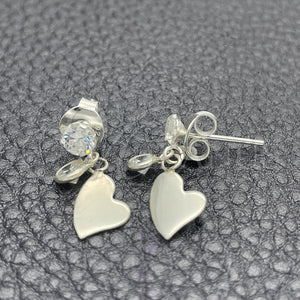 Sterling Silver Ring — Dangle Earring Heart Design with White Cubic Zirconia — main product view — SKU 151276 | Plata 925 anillo — Dangle Earring corazón diseño with blanco Cubic Zirconia — SKU 151276