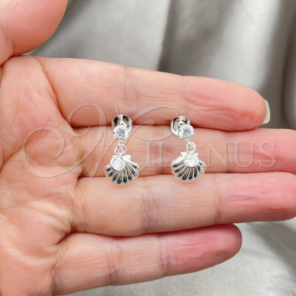 Sterling Silver Ring — Dangle Earring Shell Design with White Cubic Zirconia — alternate product view — SKU 151277 | Plata 925 anillo — Dangle Earring Shell diseño with blanco Cubic Zirconia — SKU 151277