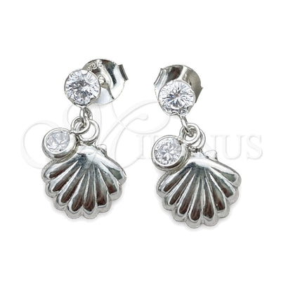 Sterling Silver Dangle Earring, Shell Design, with White Cubic Zirconia, Polished, Silver Finish, 02.401.0075 for wholesale, main product view