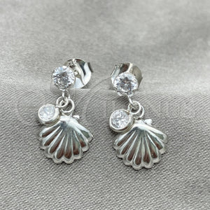 Sterling Silver Ring — Dangle Earring Shell Design with White Cubic Zirconia — main product view — SKU 151277 | Plata 925 anillo — Dangle Earring Shell diseño with blanco Cubic Zirconia — SKU 151277