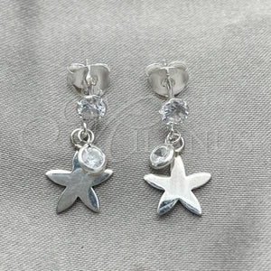 Sterling Silver Ring — Dangle Earring Flower Design with White Cubic Zirconia — main product view — SKU 151278 | Plata 925 anillo — Dangle Earring flor diseño with blanco Cubic Zirconia — SKU 151278