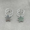 Sterling Silver Earcuff, Star Design, with White Cubic Zirconia, Polished, Silver Finish, 02.401.0078