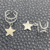 Sterling Silver Earcuff, Star Design, with White Cubic Zirconia, Polished, Silver Finish, 02.401.0078