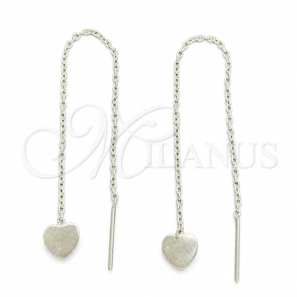 Sterling Silver Threader Earring, Heart Design, Polished, Silver Finish, 02.401.0081