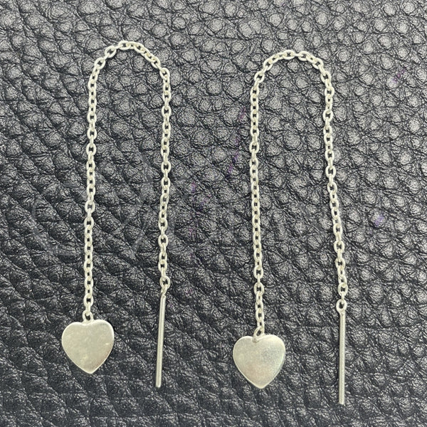 Sterling Silver Ring — Threader Earring Heart Design Polished 02. — main product view — SKU 151283 | Plata 925 anillo — Threader Earring corazón diseño pulido 02. — SKU 151283