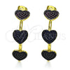 Oro Laminado Medium Hoop, Gold Filled Style Heart Design, with Multicolor Micro Pave, Polished, Two Tone, 02.341.0141.35